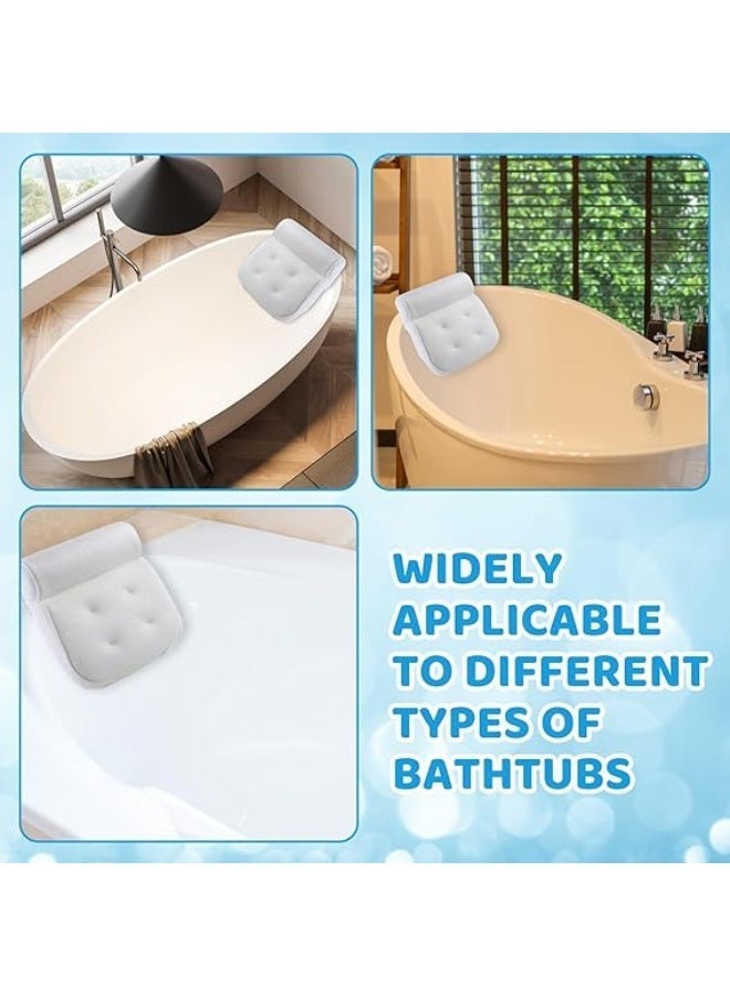 Bath Pillows For Head And Neck, Waterproof Bath Cushion With 6 Suction Cups, Non-Slip Bathtub Pillow For Comfortable Soaking, Comfortable Spa Bath Pillow For Bathtub, White - Image 5